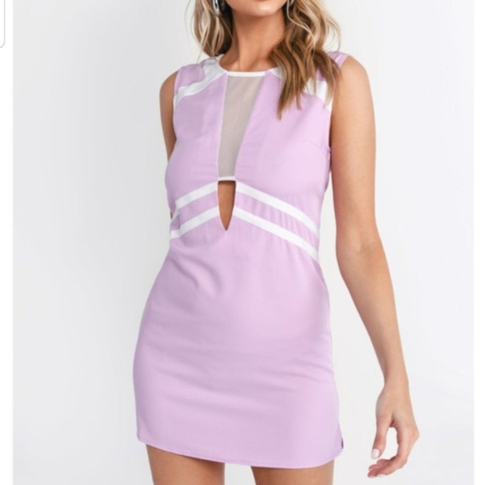SHAPE SHIFTER LAVENDER & WHITE MINI DRESS